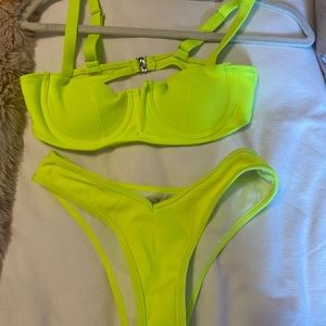 Brand new neon yellow bikini